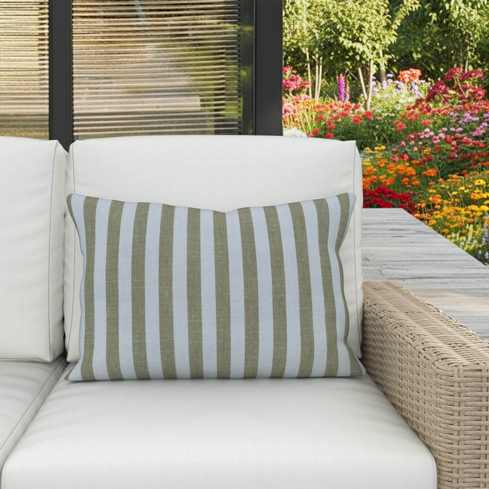 Lani 20" x 3" Sunbrella® Throw Pillow, Sail Away Aloe