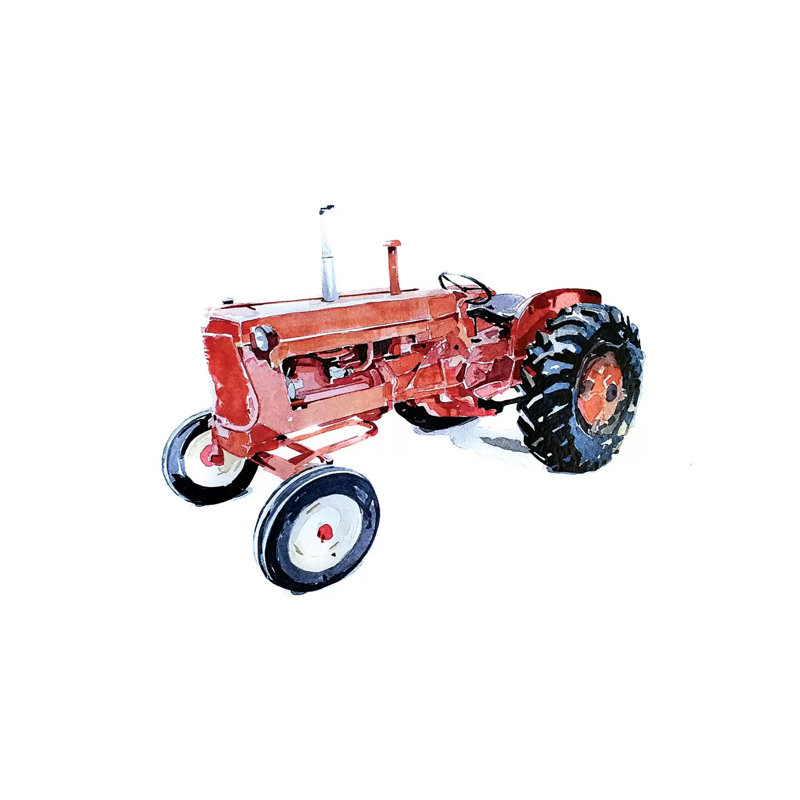Lil Red Tractor - Painting on Canvas, Wrapped Canvas, 30.48 cm H x 45.72 cm W