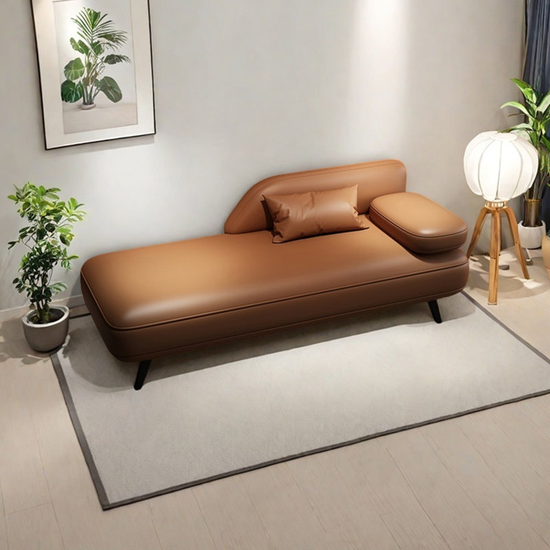 Chaise longue élégante et simple en similicuir, Orienté à droite, Orange