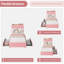 Structure de lit simple tapissier avec lumières DEL, tête de lit avec bibliothèque et 2 tiroirs sous le lit, lattes en bois massif, design ondulé chic, aucun sommier nécessaire, assemblage facile - rose-1694222418-1694222428