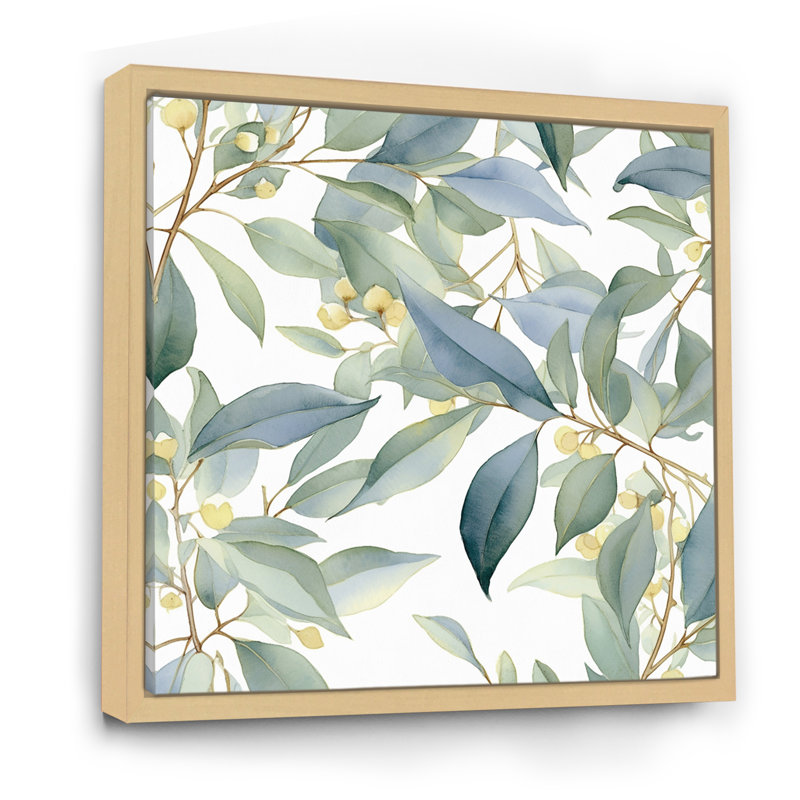 «White Green Minimalisme Eucalyptus Essence I» sur toile, Cadre naturel flottant, H 30 po x l 30 po x P 1,5 po
