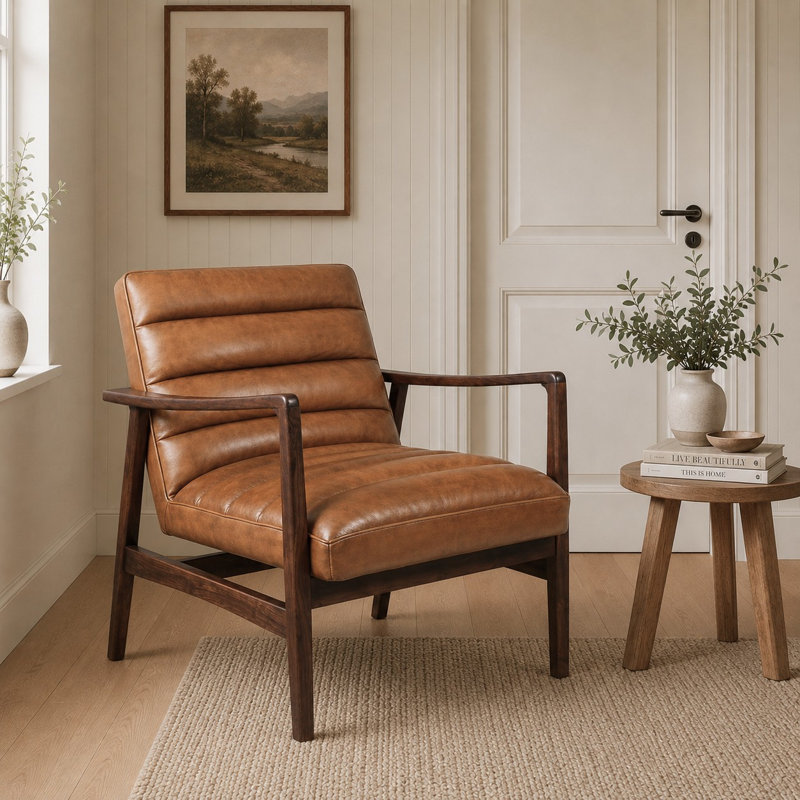 Upholstered Leather Match Accent Chair