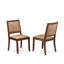 L'ensemble de table de salle à manger 5 pièces Mid-Century se compose d'une table de cuisine ronde et de 4 chaises de cuisine empilables en tissu de polyester brun, finition noyer antique-580027755-580027748-550266185