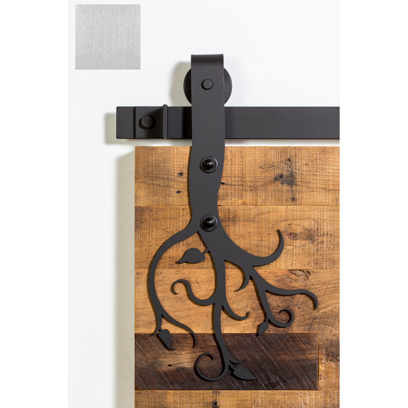 Ensemble de quincaillerie pour porte de grange simple standard Vine Premium, 72 po, Acier inoxydable brossé