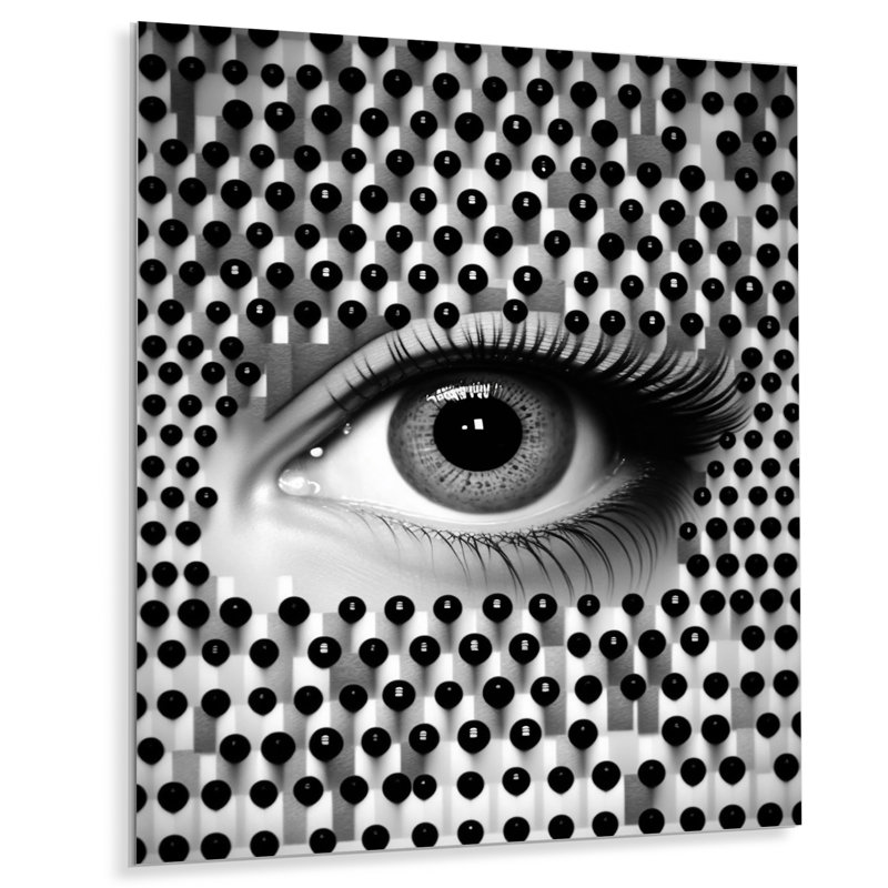 Décoration murale œil monochrome, H 20 po x l 12 po x P 1 po