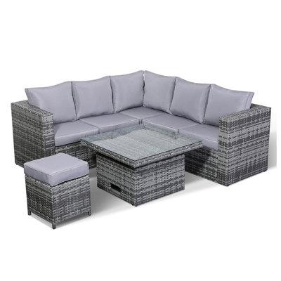 Rose Range Small Dining Corner Sofa Set With Rising Table In Grey
