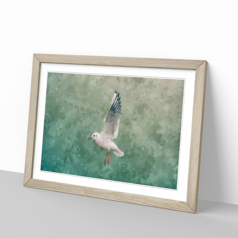 Seagull - Picture Frame Painting Print, 24cm H x 33cm W x 2cm D, Oak Framed