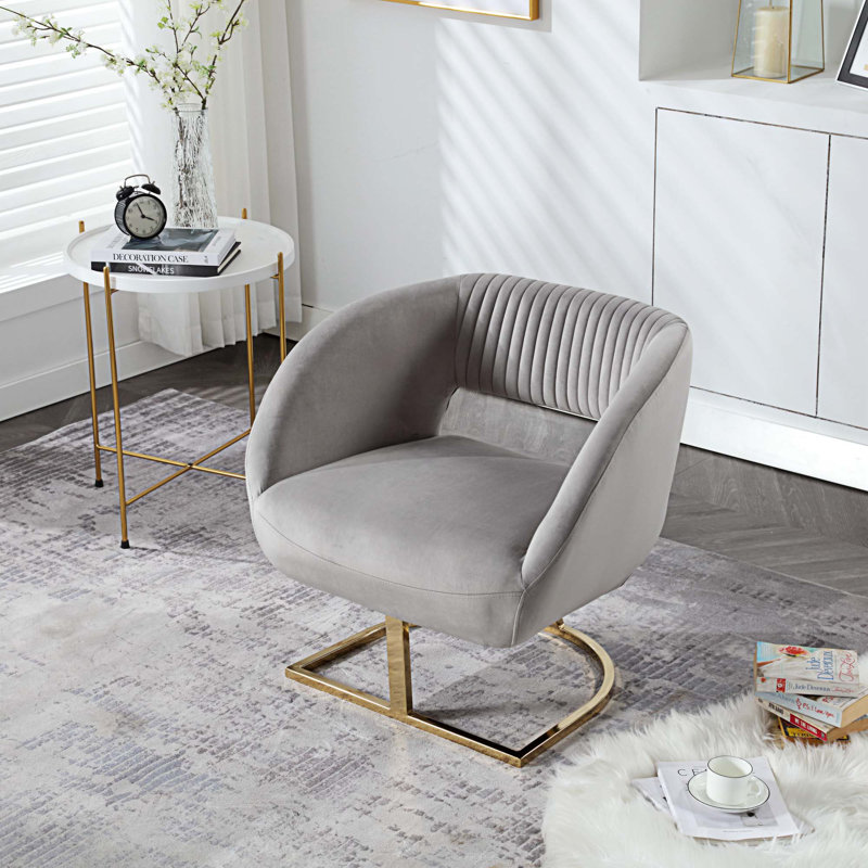 Chaise d'appoint rembourrée et capitonnée Alleen, Velours gris