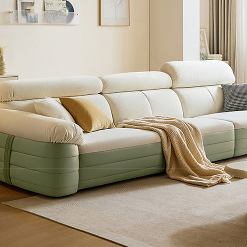 Canapé en ligne crème, Vert clair, H 31,49 po x l 110,62 po x P 44,88 po