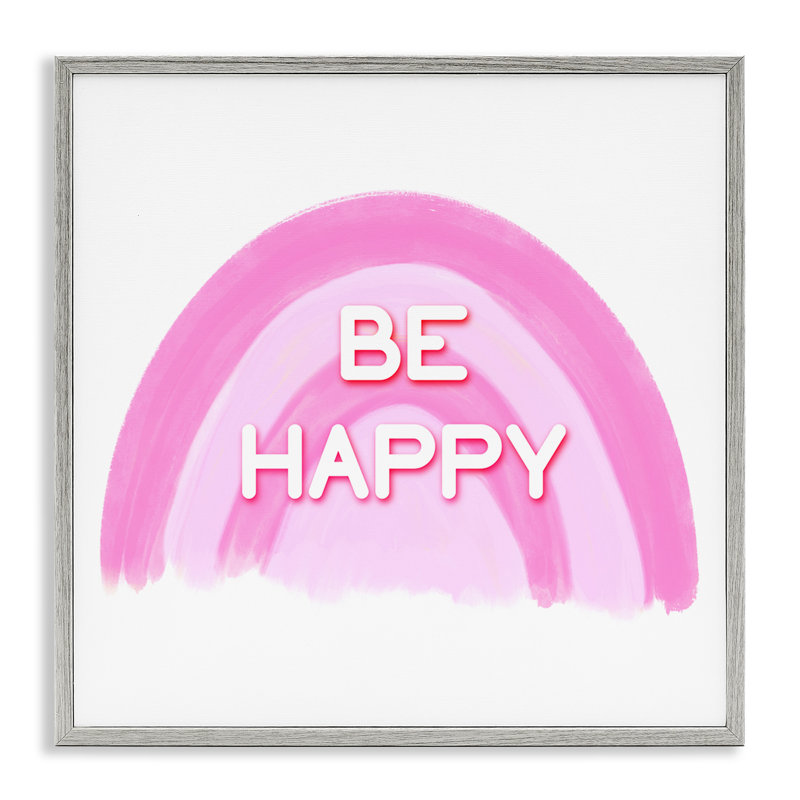 Mauve «Be Happy», estampe numérique encadrée par Amber Clarkson, H 24 po x l 24 po, Estampe numérique Farmhouse