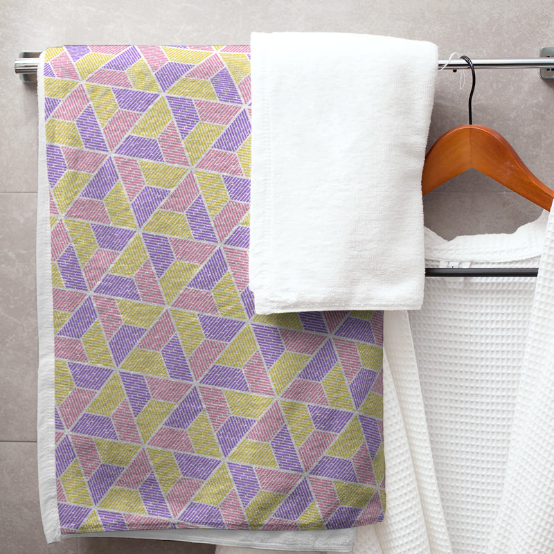 Katelyn Elizabeth Cotton Blend Bath Towel, Yellow/Purple/Pink