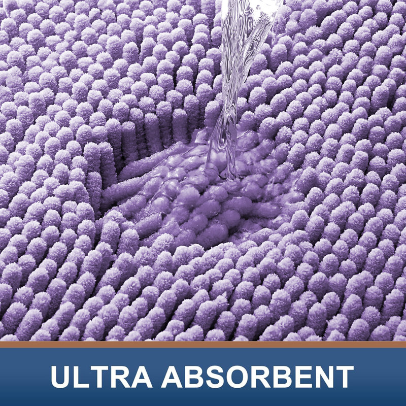 Chenille Non-Slip Non-Slip Bath Mat, 40cm Width X 60cm Length, Lilac