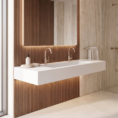 Boyter 60'' Solid Surface Rectangular Wall Mount Bathroom Sink