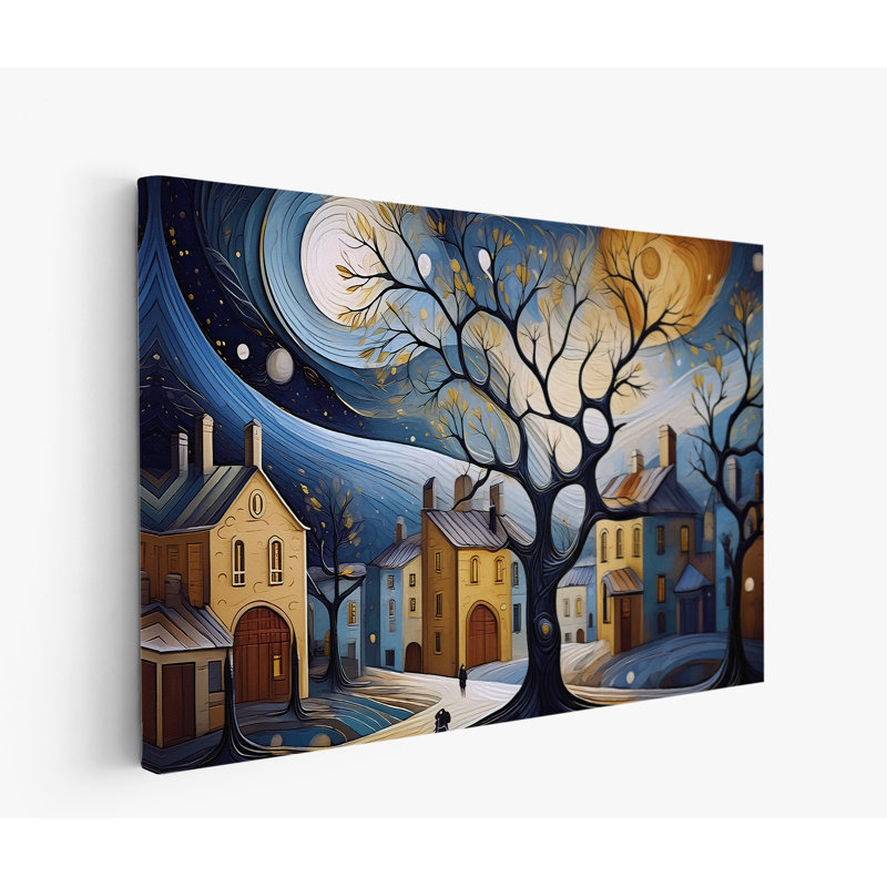 Moonlit Town, 20" H x 30" W