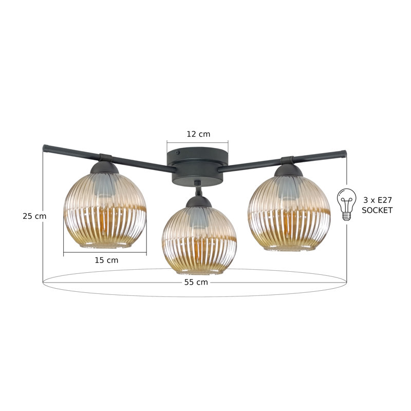 Albedo 3-light Flush Mount, Brown