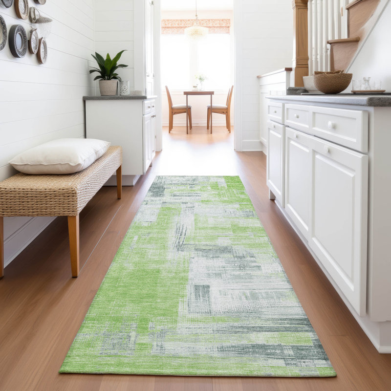 Premium Machine Washable Kumbhar AMF1338 Blocks Rug, Runner 2'3" x 7'6"