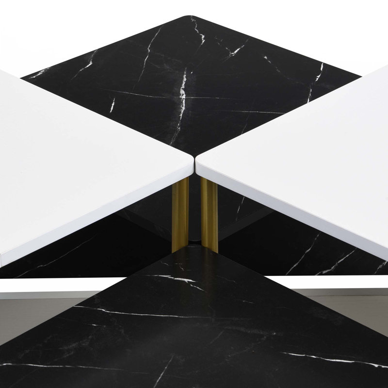 Modern Nesting Coffee Tables Set Of 4, Free Adjustable Shape, Black/White