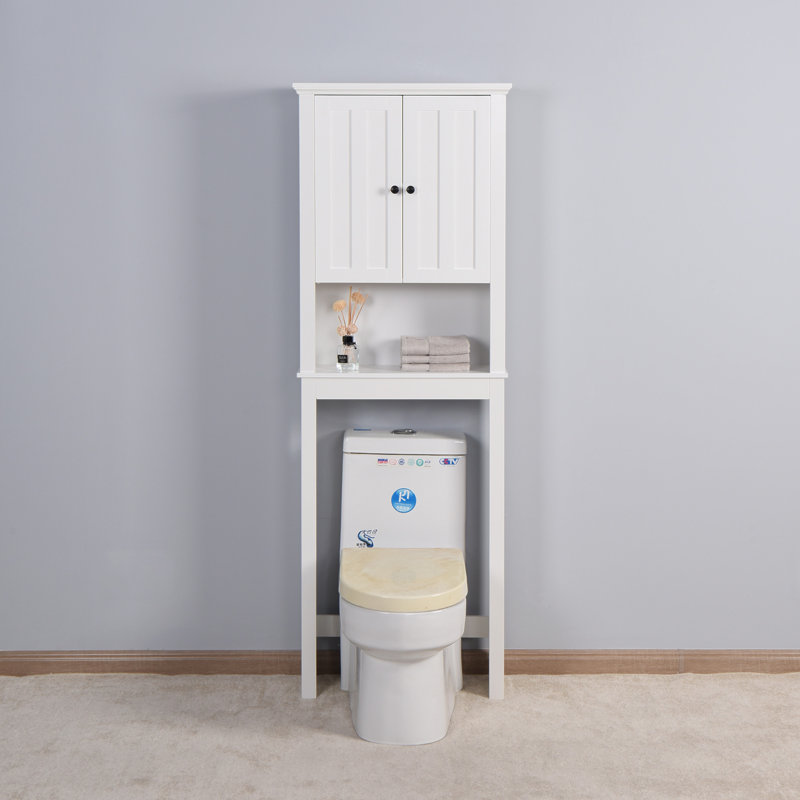 White Engineered Wood Adjustable Over-the-Toilet Storage Cabinet