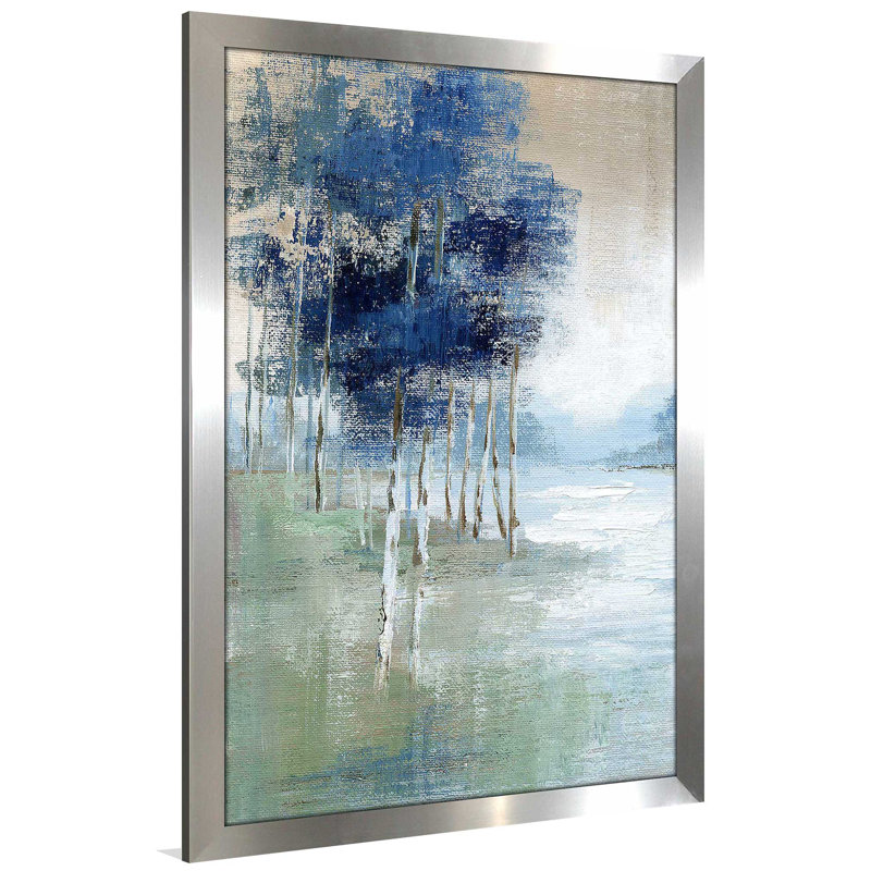 Birch River - Peinture, L 27,5 po x H 39,5 po, Encadrement argenté