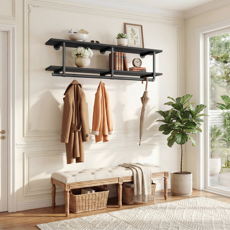 Porte-placard avec tringles de suspension, 47.2", Noir
