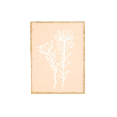 Art mural en bois rose à motif floral 9,5 po