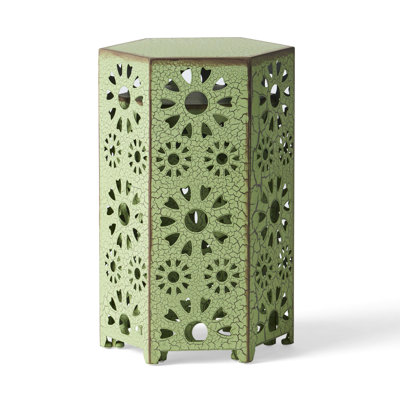 Couple de table d'appoint d'extérieur - Tubes en fer, conception coupée, craquelé, sans assemblage pour patio et paire attrayante, 2 pièces requises