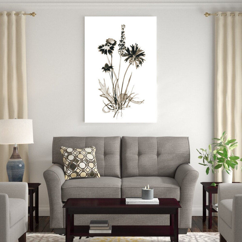 Sépia botanique - reproduction d'art sur toile tendue, H 48 po x l 32 po