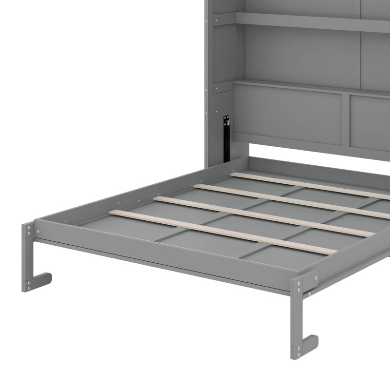 Lit escamotable mural avec tablettes Murphy, Grey, Lit double