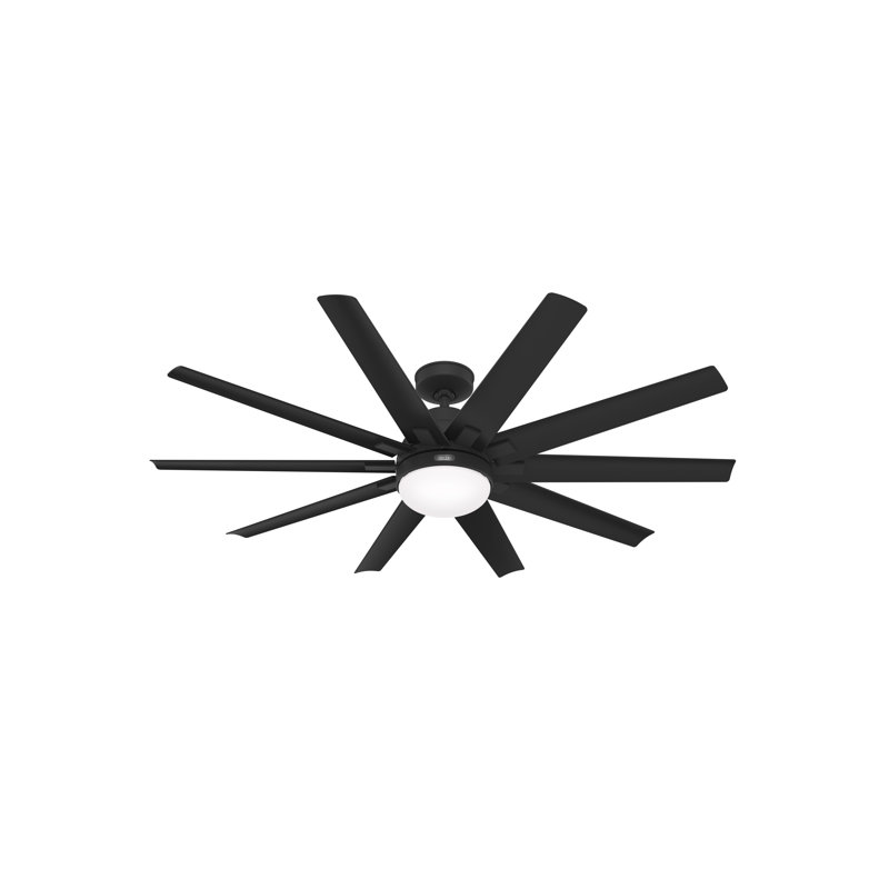 Overton 10 - Blade Standard Ceiling Fan with Wall Control and Light Kit Included, 60"