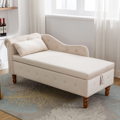 Storage One Pillow Velvet Indoor Chaise Lounge by Ivy Bronx