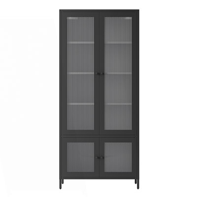 Grande armoire de rangement en métal, vitrine avec 4 portes en verre, armoire autoportante, armoire d'entrée