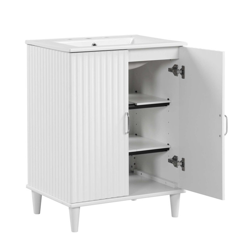 Meuble-lavabo 24 po avec lavabo, meuble-lavabo 24 po avec 2 portes et tablettes réglables