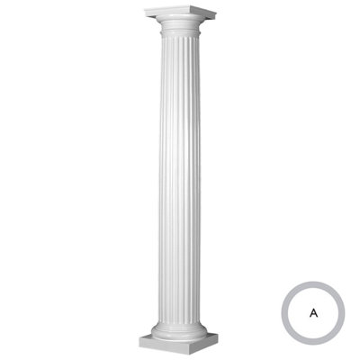 Endura-Stone Fluted Column, Round Shaft with Tuscan Base & Tuscan Capital, Plan Type A - Unsplit/Whole