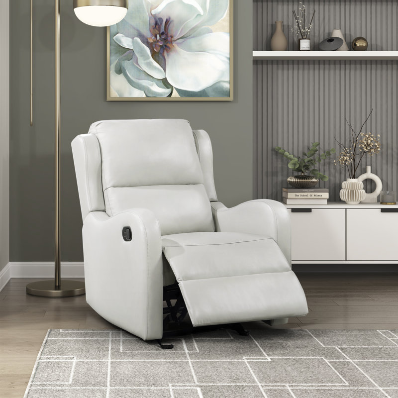  Norihisa 30" Modern & Contemporary Faux Leather Glider Reclining Chair with Gentle Gliding, Space Saving & Metal Reinforced