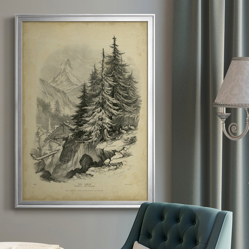Toile encadrée de qualité supérieure The Larch, H 42,5 po x l 30,5 po x P 1 po, Cadre argenté