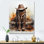 Yushua, minimalisme, chapeau de cowboy et botte I sur toile