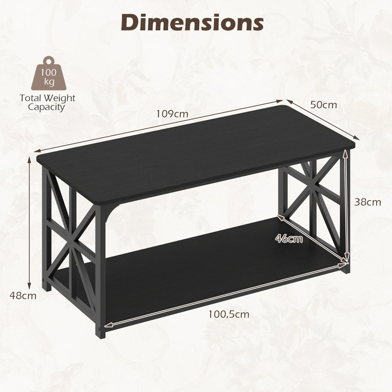 Coffee Table with Storage, Black
