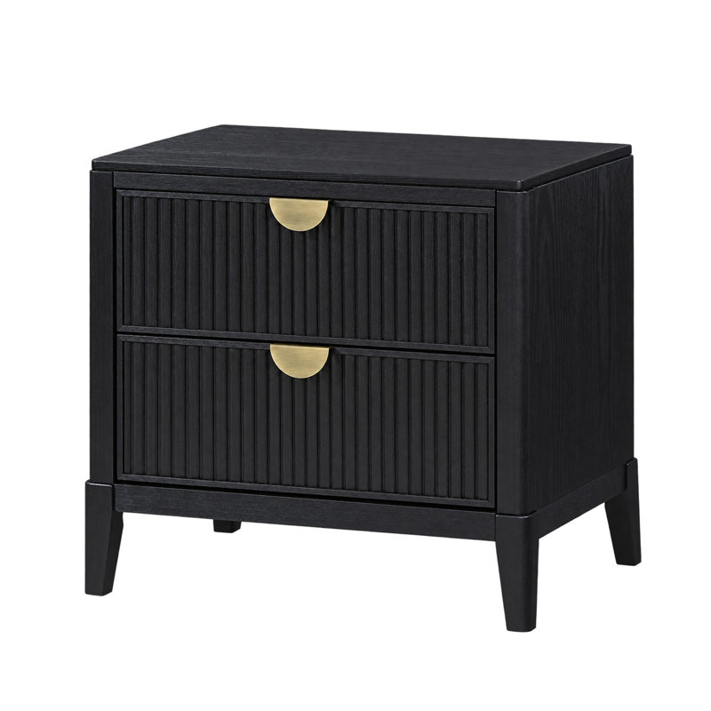 Ensemble de chambre à coucher California King, noir et or, ensemble 3 pièces avec 2 tables de chevet