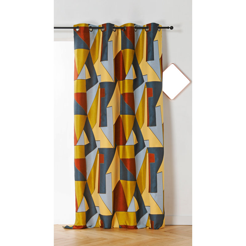 Rosenbaum Room Darkening Single Curtain Panel, Red/Yellow/Blue