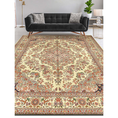 Tapis ivoire noué à la main de haute qualité
