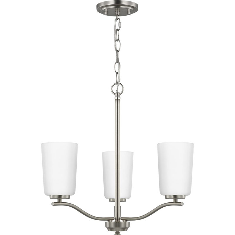 Lustre classique à 3 lumières avec abat-jour Merland, Nickel brossé