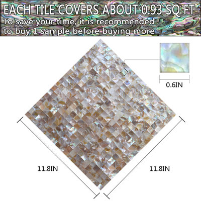 Mother of Pearl backsplash peel and stick Tile, Phantom color, 1 Sheet.
