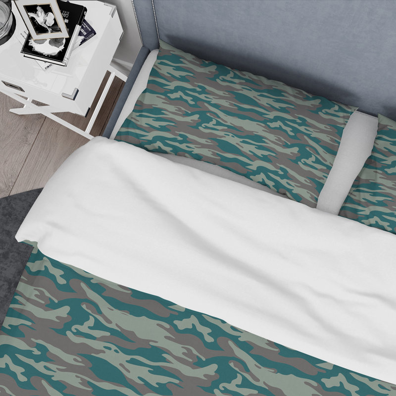 Camouflage vert - ensemble de housse de couette abstrait - microfibre de polyester