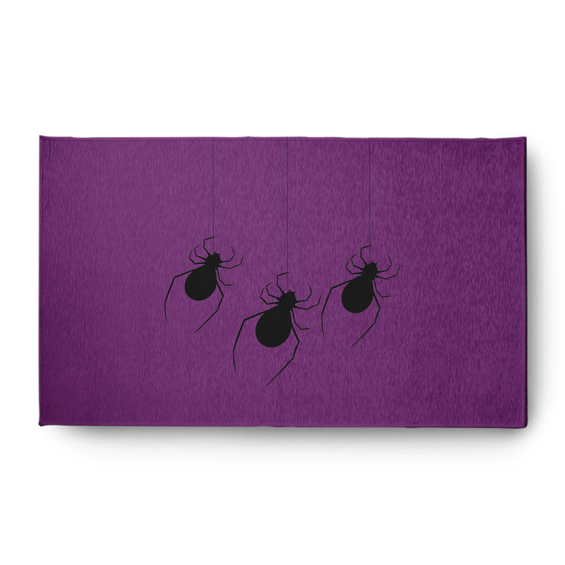 Tapis rectangulaire en chenille tissé à la machine en améthyste Dennies, Rectangle 3 pi x 5 pi