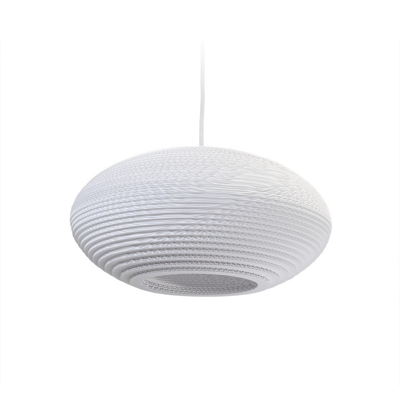 Scraplights Recycled Cardboard Pendant Light - Disc, White, 9" H x 20" W x 20" D