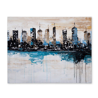 Industrial Blue Polyester Placemat - Buildings on the Horizon