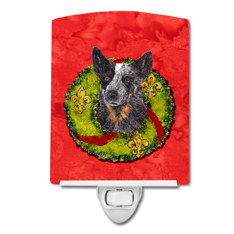 Éclairage de noël en céramique de noël cairn terrier, Bouvier australien