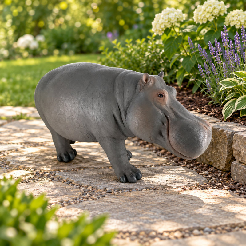 Hippopotamus Garden Statue