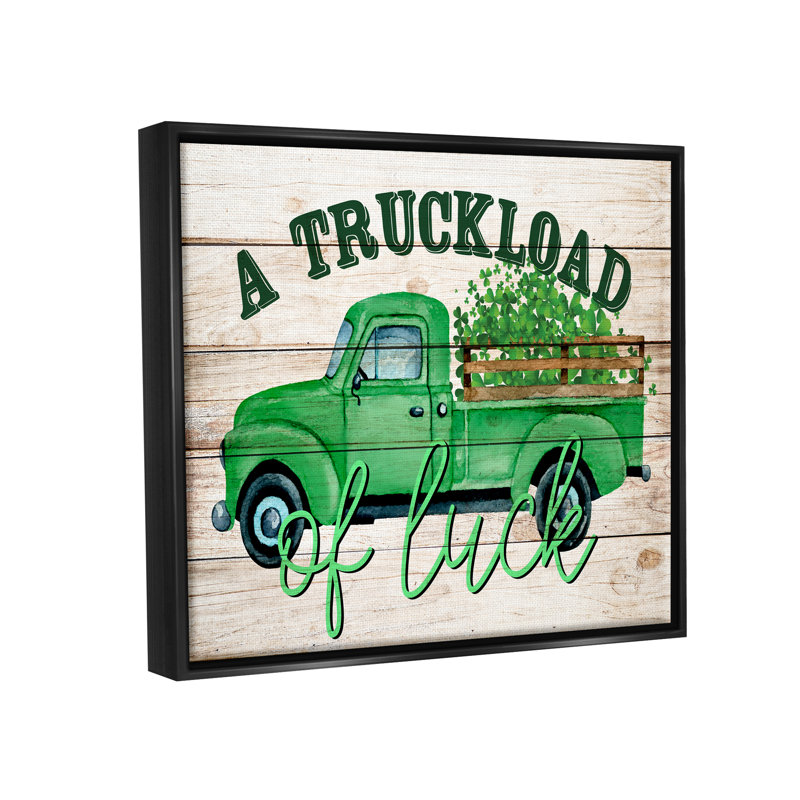 Camion de la chance, fête de la Saint-Patrick, art mural sur toile flottante par Kim Allen, H 17 po x l 21 po x P 1,7 po