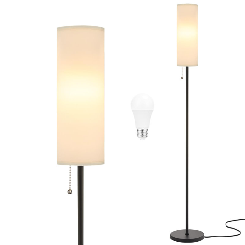 Lampe sur pied 64 "avec abat-jour en lin pour chambre à coucher, lampe sur pied minimaliste, Noir, noir, noir, noir, Blanc